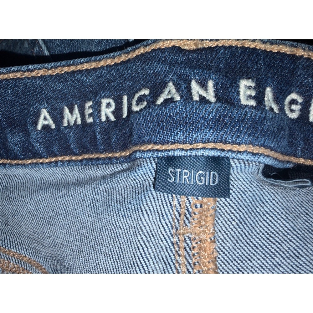American Eagle Strigid Relaxed Shorts Dark Wash Raw Hem Denim Women 0 T03-25 - Picture 6 of 9